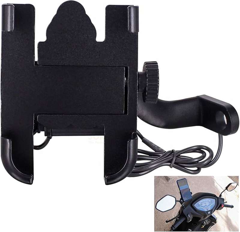 QUALITY ALUMINIUM Motorcycle and Bike Phone Holder with USB Port