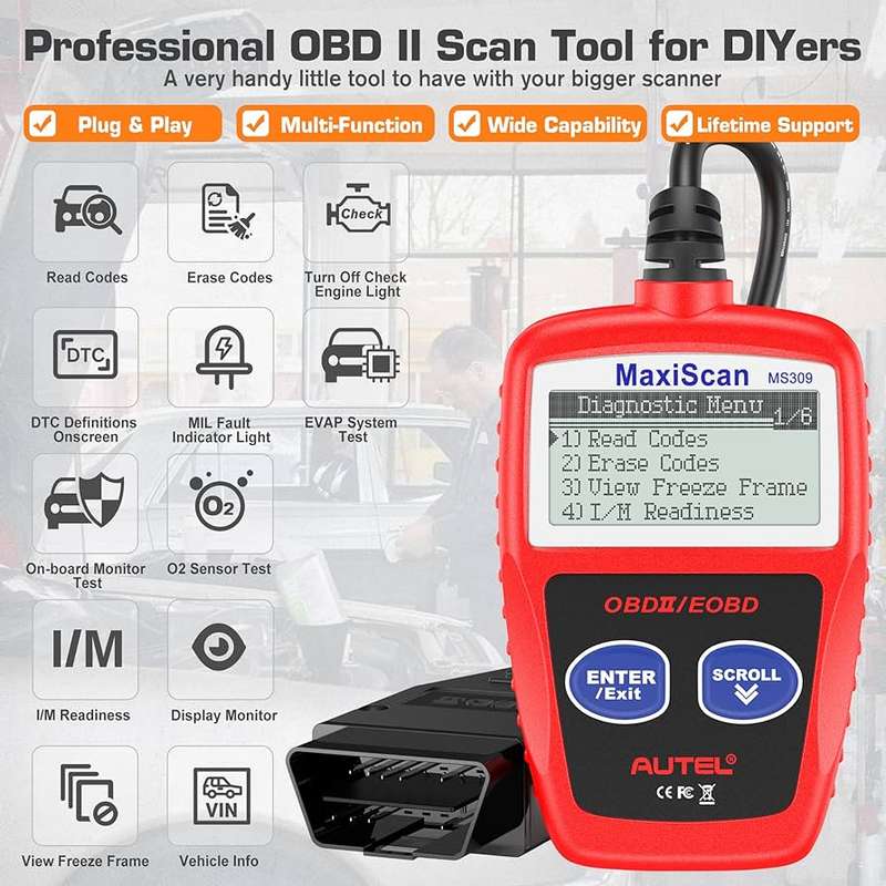 MS309 Car Fault Detector Code Reader OBD2 Scanner Diagnostic Tool