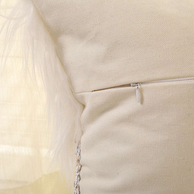 Two-Way Sequin and Faux Fur Pillow Case with Inner Cushion