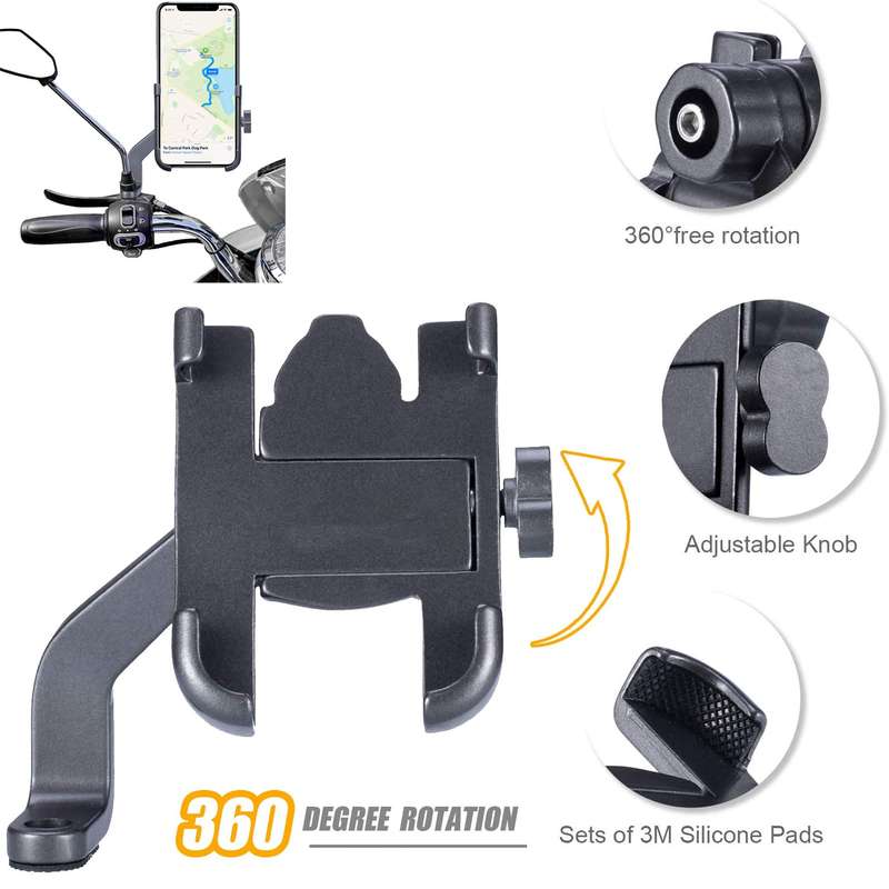 QUALITY ALUMINIUM Motorcycle and Bike Phone Holder with USB Port