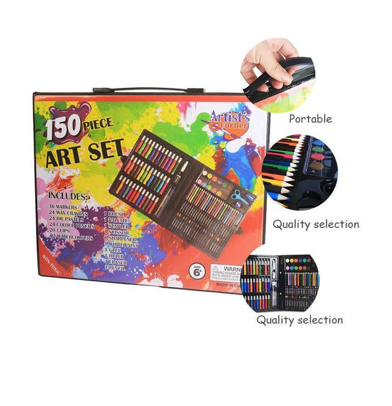 Kids Art Set - 150 Piece Drawing Case Kit