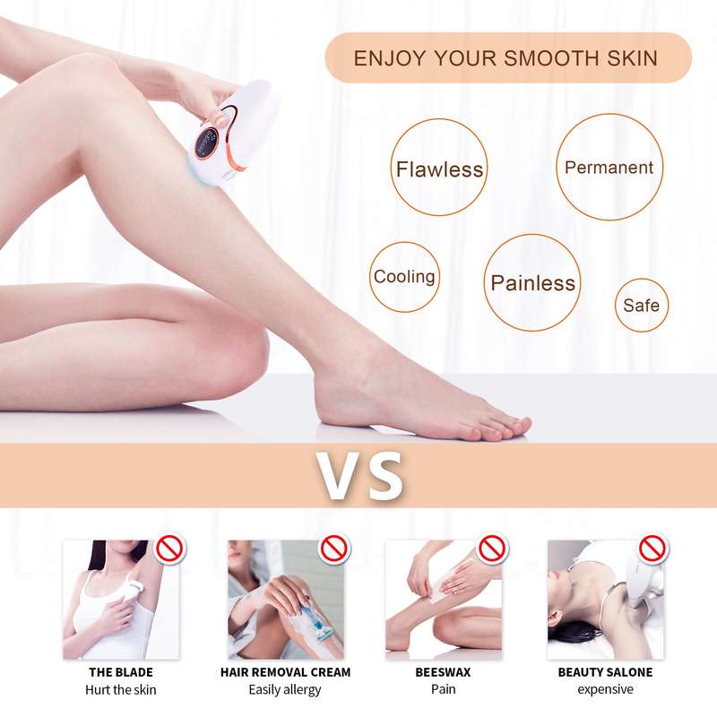 Painless Laser Permanent Hair Removal Epilator 500,000 Flashes
