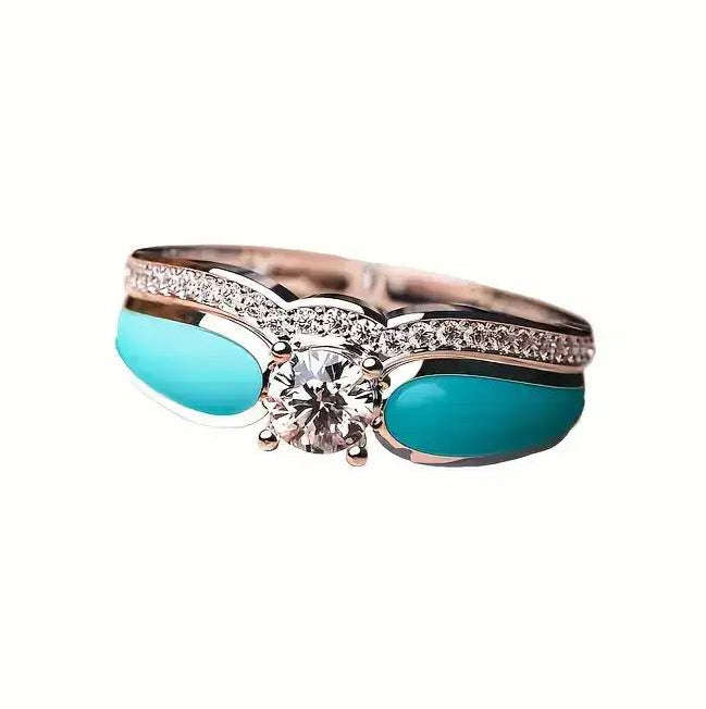 GORGEOUS 2 Piece Vintage Ring Set, Blue Cubic Zirconia - Size 5