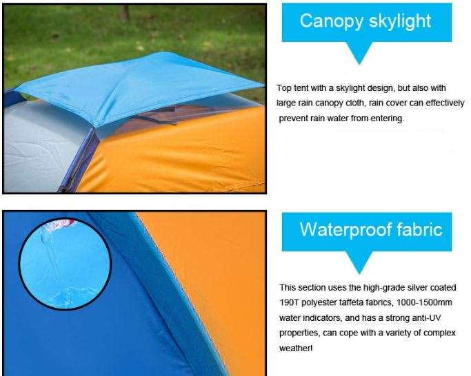 2 Man Tent in Zipper Bag - Lightweight & Easy to Install (200 X 150 X 110 Cm)