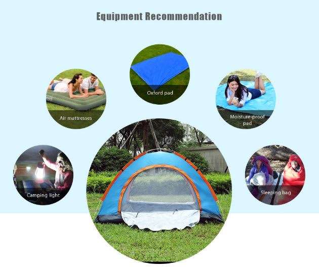 2 Man Tent in Zipper Bag - Lightweight & Easy to Install (200 X 150 X 110 Cm)