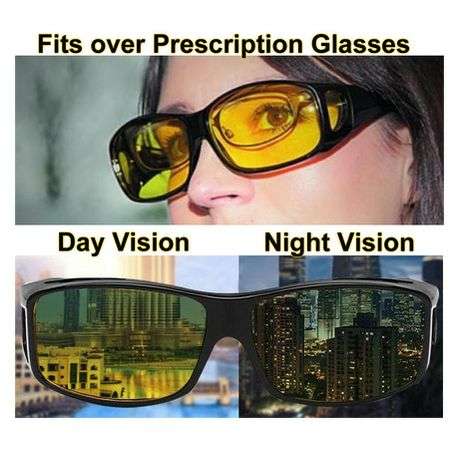 Two pairs HD Vision Wrap Around Glasses - Night Vision Driving Anti Glare
