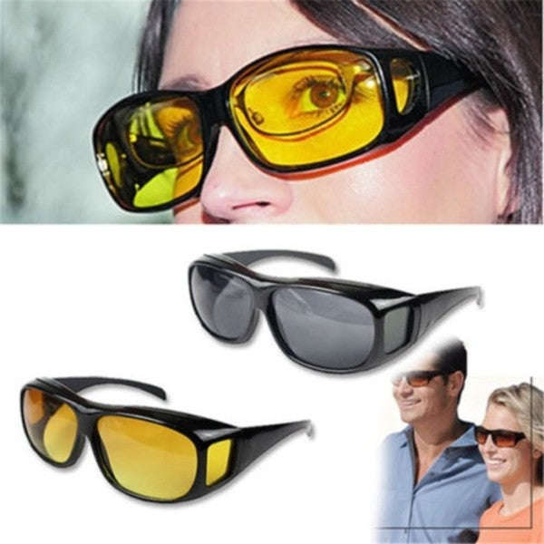 Two pairs HD Vision Wrap Around Glasses - Night Vision Driving Anti Glare