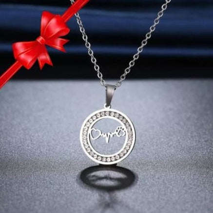 Cat or Dog Paw Heartbeat Necklace 45cm