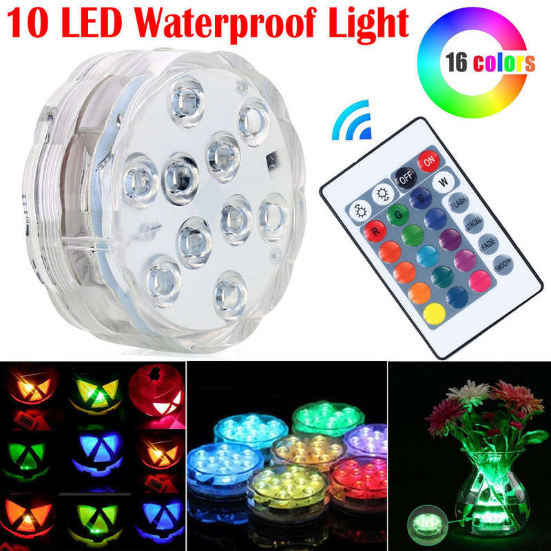 Underwater Submersible Waterproof 10 LED Light with Remote for Swimming Pool / Jacuzzi
