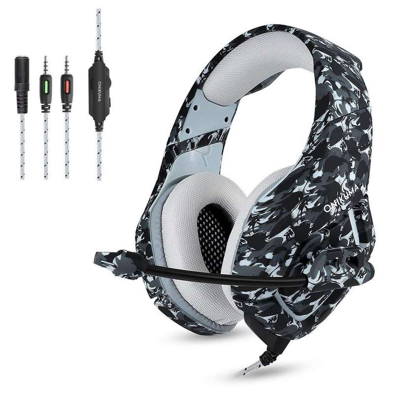 ONIKUMA K1-B 3.5mm Stereo Gaming Headset Camo Grey