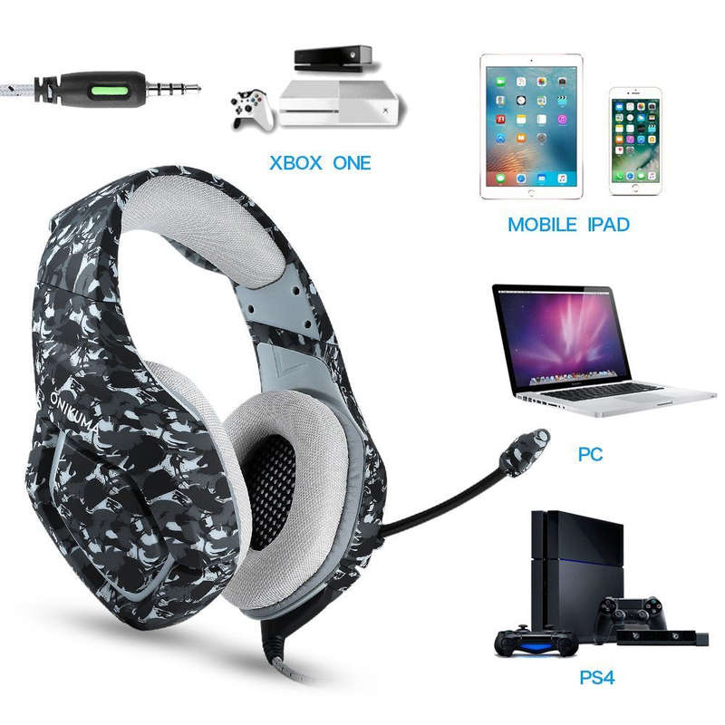 ONIKUMA K1-B 3.5mm Stereo Gaming Headset Camo Grey