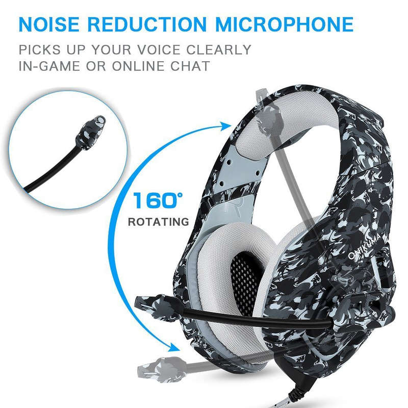 ONIKUMA K1-B 3.5mm Stereo Gaming Headset Camo Grey