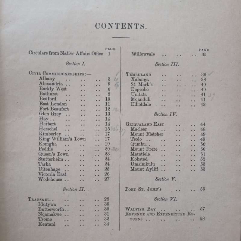 Cape of Good Hope Blue Book on Native Affairs 1889