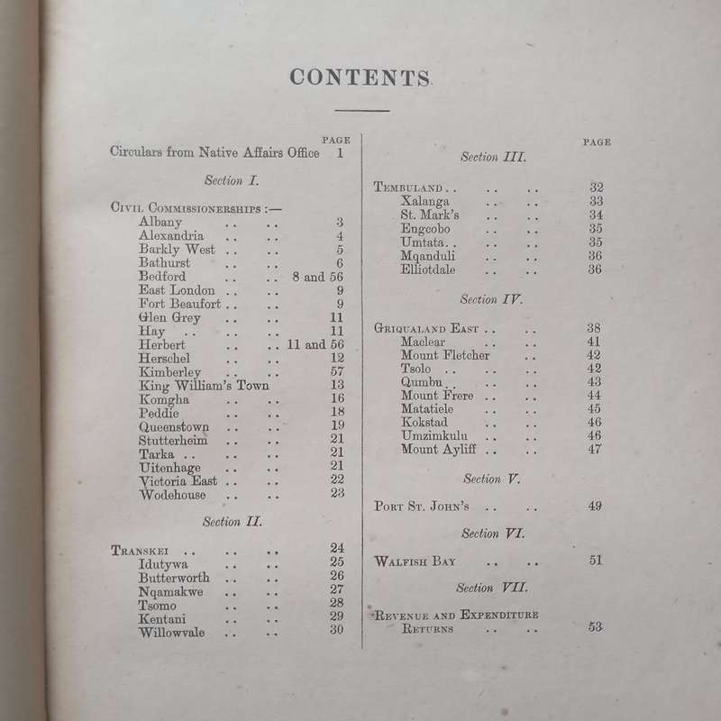 Cape of Good Hope Blue Book on Native Affairs 1890