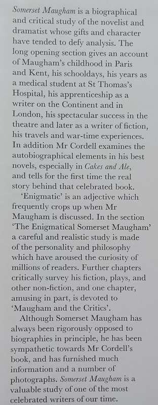 Somerset Maugham: A Biographical and Critical Study | Richard Cordell