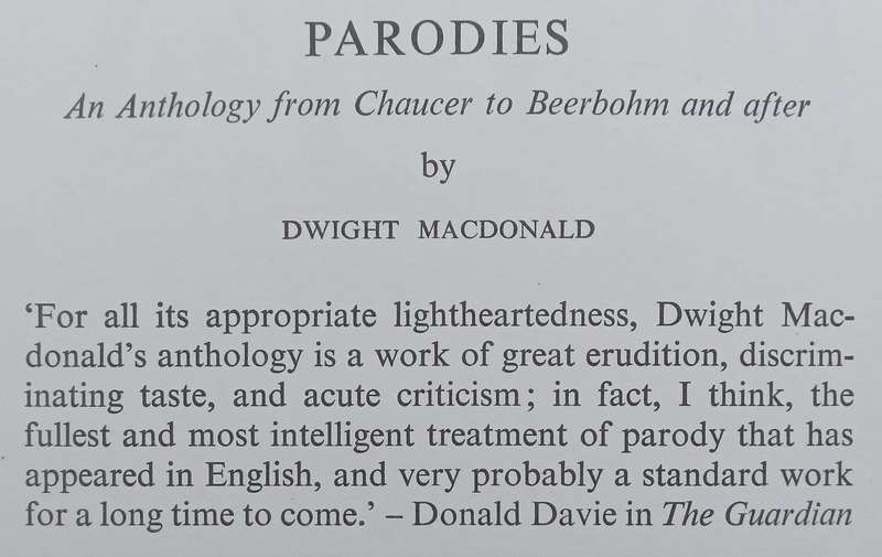 Parodies: An Anthology from Chaucer to Beerbohm and After (Copy of Stephan Gray) | Dwight Macdona...