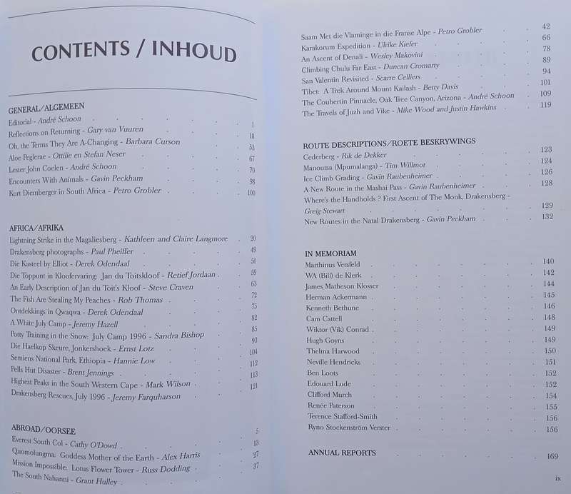 The Journal of the Mountain Club of South Africa (No. 99, 1996)