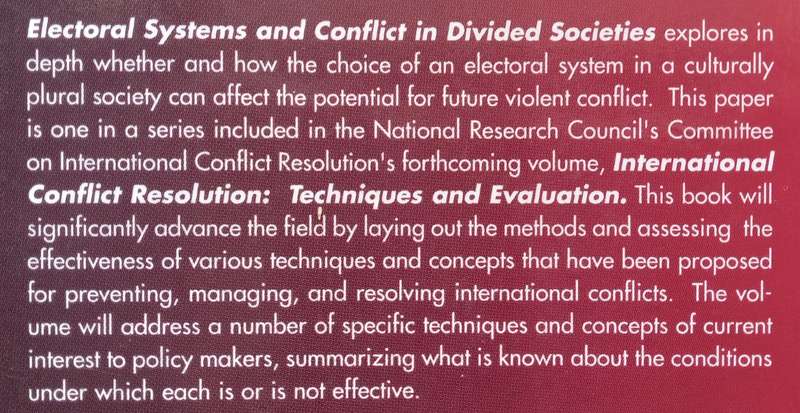Electoral Systems and Conflict in Divided Societies | Ben Reily & Andrew Reynolds
