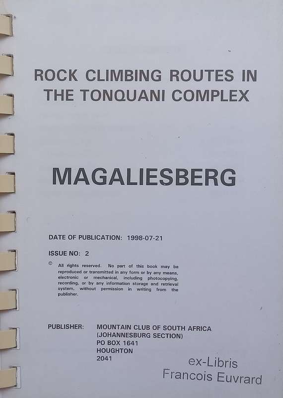 Rock Climbing Routes in the Tonquani Complex Magaliesberg