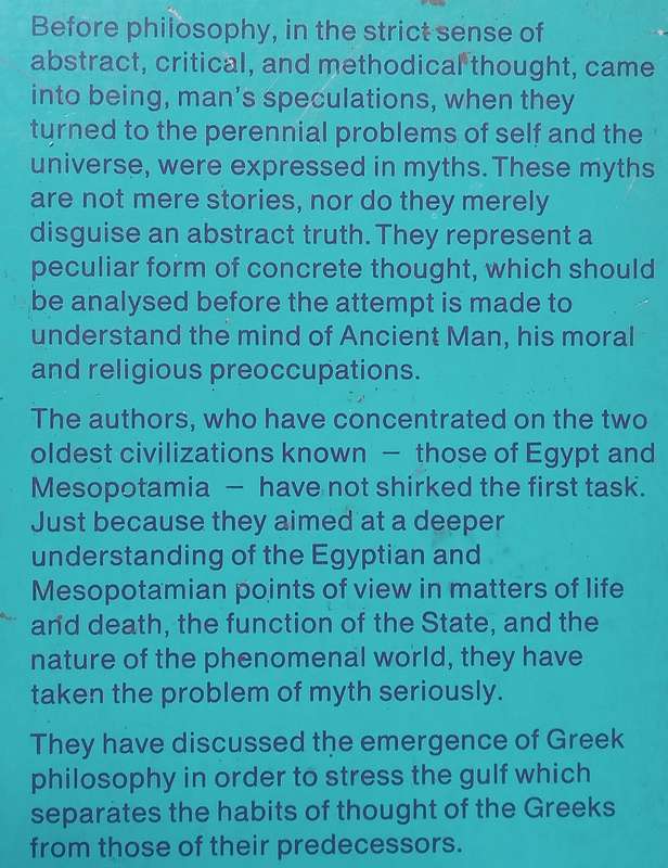 Before Philosophy: The Intellectual Adventure of Ancient Man | Henri Frankfort, et al.