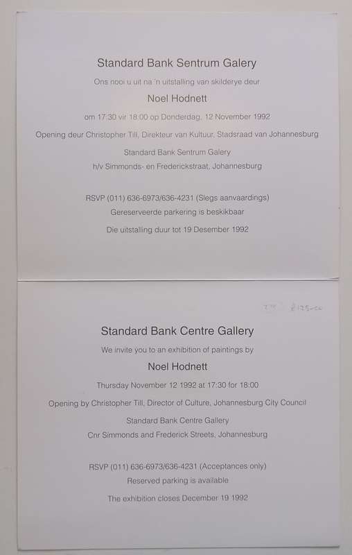 Noel Hodnett (Invitation to an Exhibition of his Work)