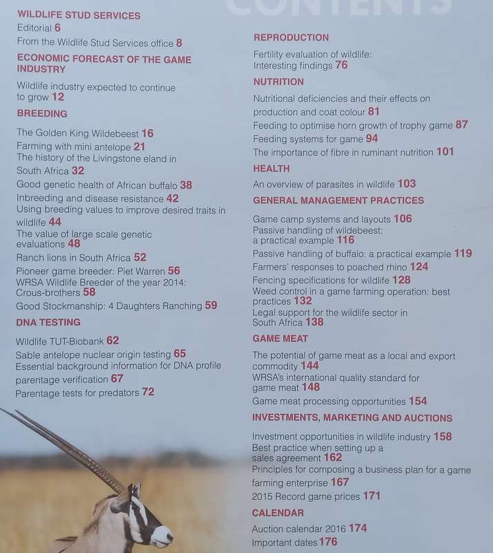 Wildlife Stud Services: Wildtelers/Wildlife Breeders (2016 Journal)