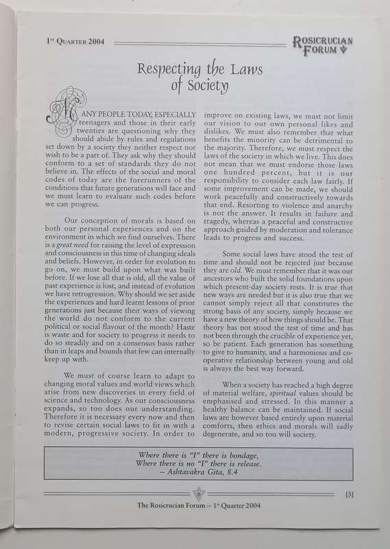 Rosicrucian Forum (1st Quarter, 2004)