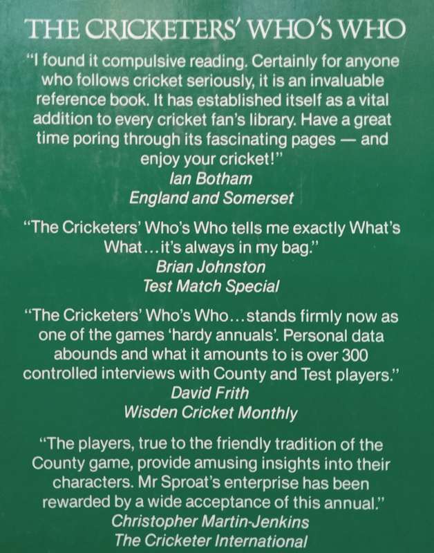 The 1985 Cricketers Whos Who (With Loosely Inserted Answer Sheet) | Iain Sproat (Ed.)