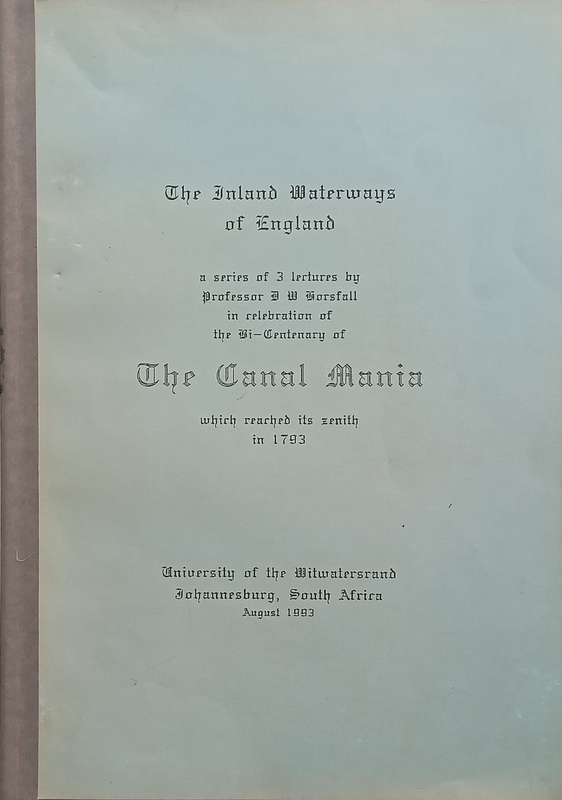 The Inland Waterways of England: A Series of 3 Lectures | B. W. Horsfall