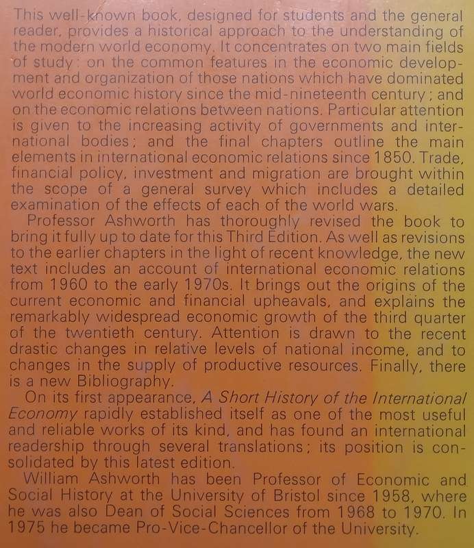A Short History of the International Economy Since 1850 (3rd Ed.) | William Ashworth