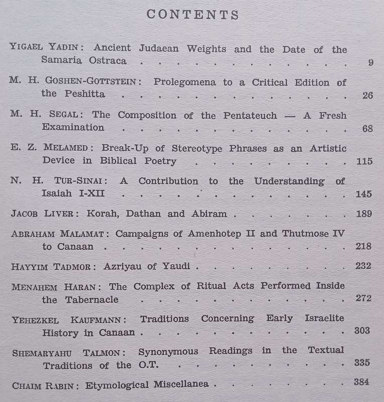 Scripta Hiersolymitana, Vol. 8, Studies in the Bible | Chaim Rabin (Ed.)