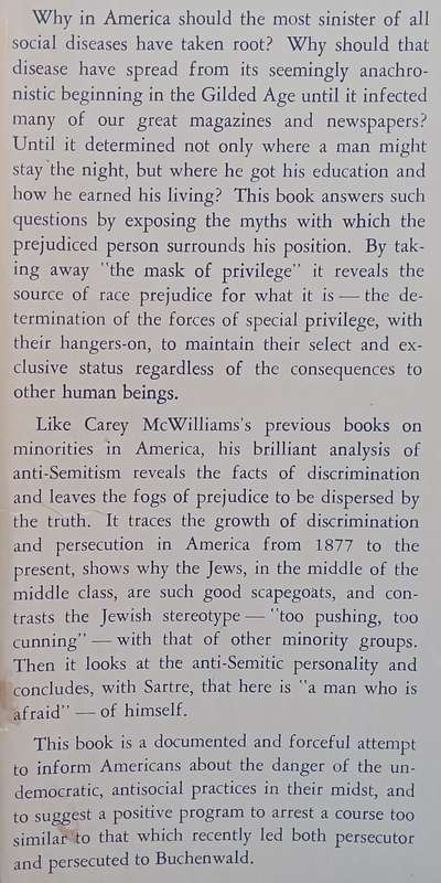 A Mask for Privilege: Anti-Semitism in America | Carey McWilliams