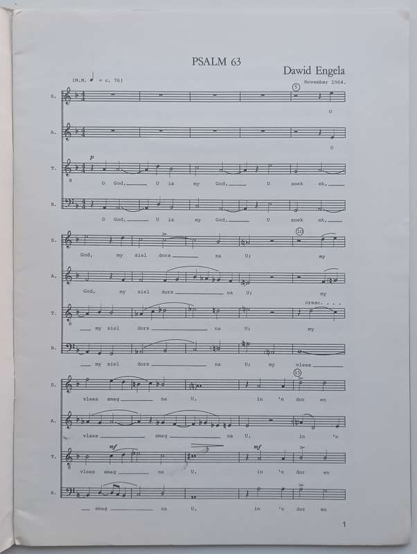 Twee Afrikaanse Psalmtoonsettings (Afrikaans) | Dawid Engela