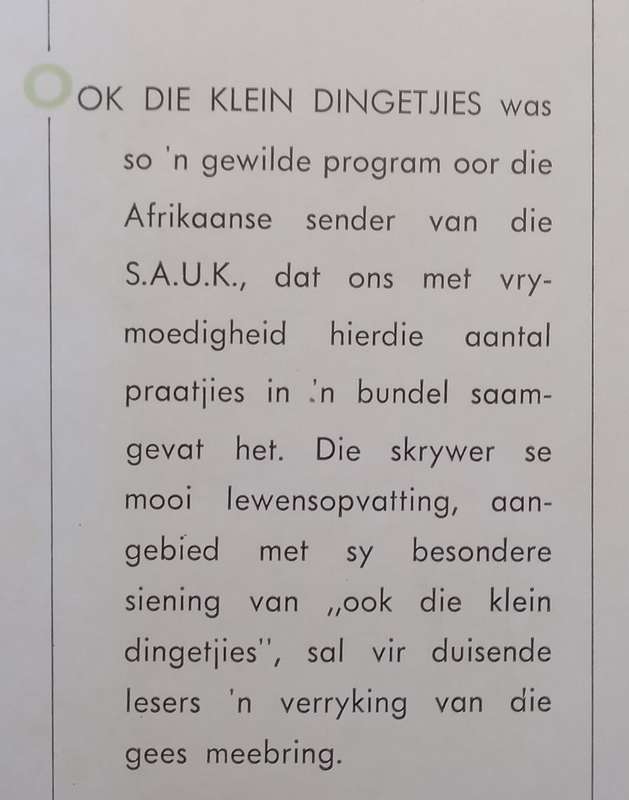 Ook Die Klein Dingetjies (Afrikaans) | J. van der Berg