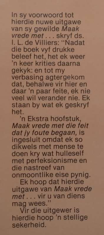 Maak Vrede Met... (Afrikaans) | I. L. de Villiers