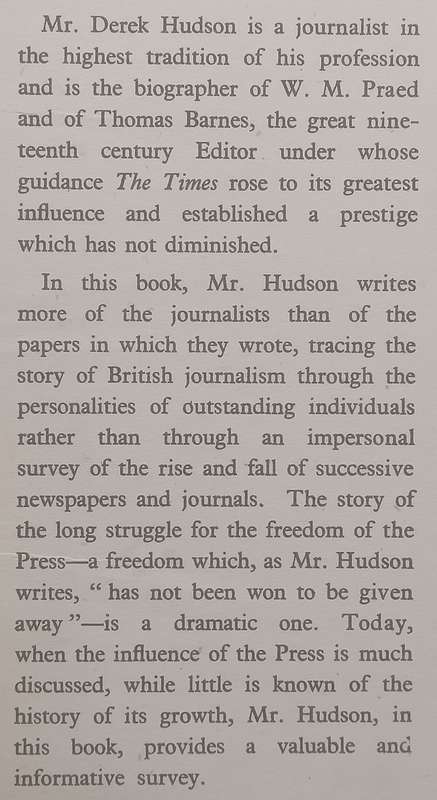 British Journalists and Newspapers | Derek Hudson