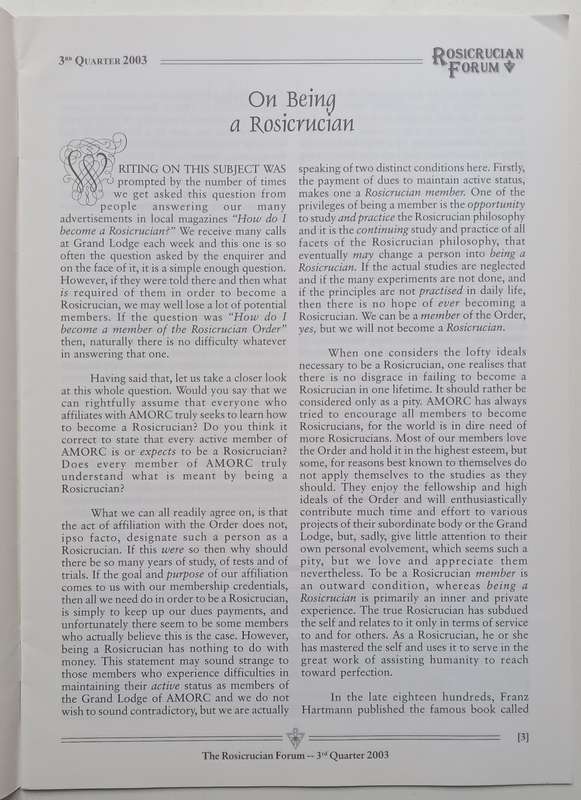 Rosicrucian Forum (3rd Quarter, 2003)