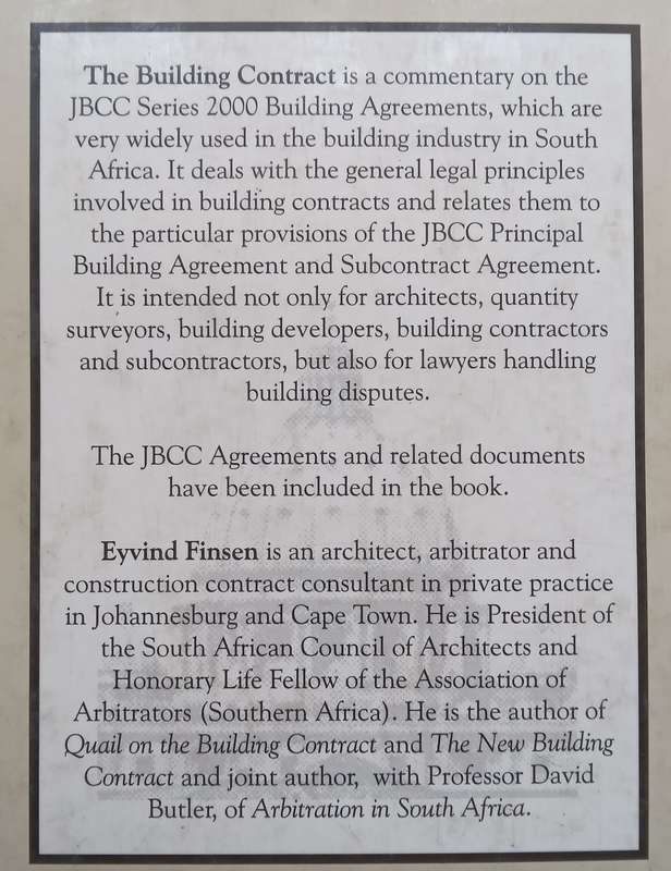 The Building Contract: A Commentary on the JBCC Agreements | Eyvind Finsen