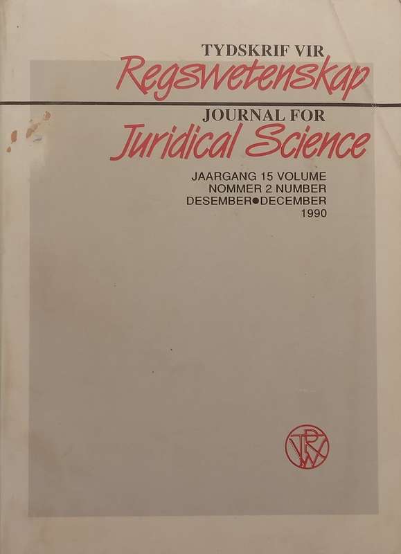 Journal for Juridical Science (Vol. 15, No. 2, December 1990)