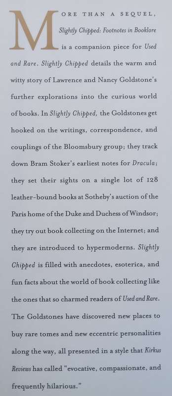 Slightly Chipped: Footnotes in Booklore | Lawrence & Nancy Goldstone