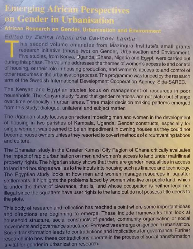 Emerging African Perspectives on Gender in Urbanisation: African Research on Gender, Urbanisation...