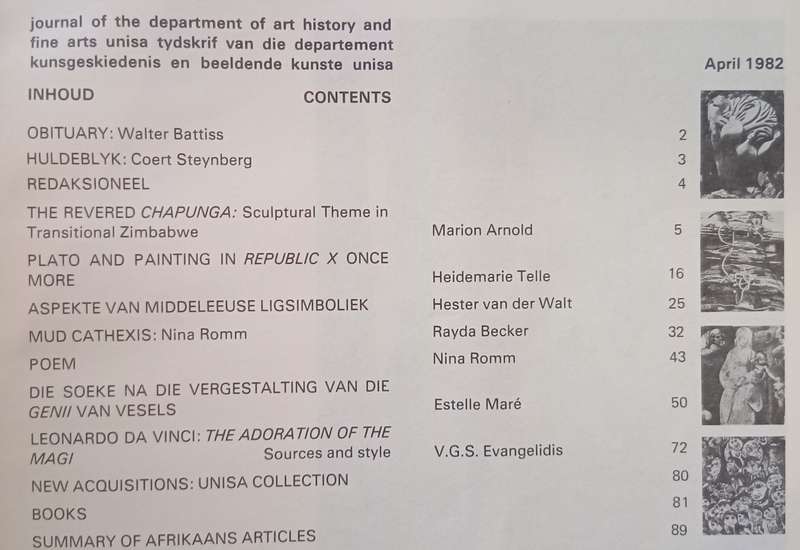 De Arte 26 (With Obituary of Walter Battiss)