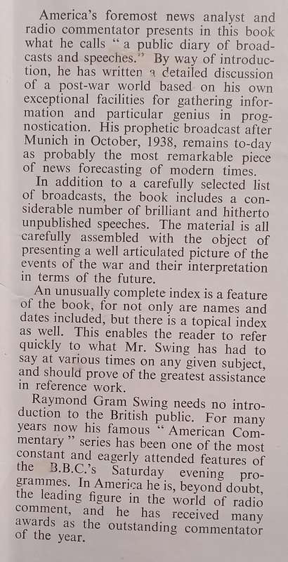 Preview of History: A Public Diary of Broadcasts and Speeches | Raymond Gram Swing