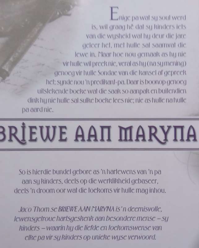 Briewe Aan Maryna: Toekomswense Uit die Hart van n Pa (Afrikaans) | Jaco Thom
