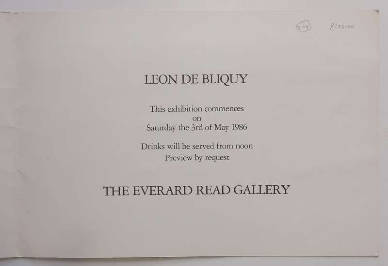 Leon de Bliquy (Invitation to an Exhibition of his Work)