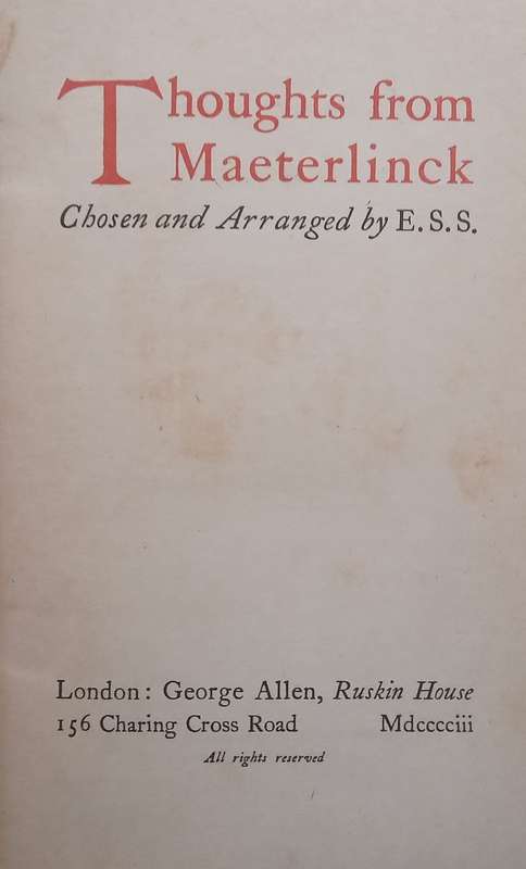 Thoughts from Maeterlinck (Published 1903) | Maurice Maeterlinck
