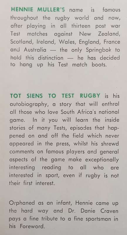 Tot Siens to Test Rugby | Hennie Muller