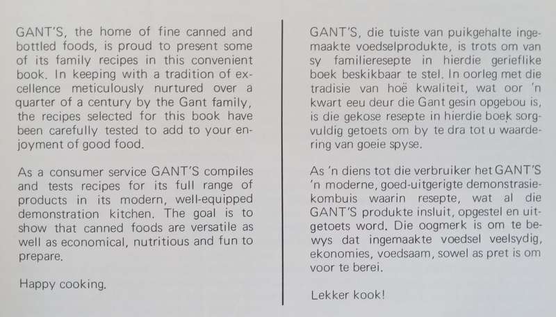 Family Recipes from Gants Foods (English/Afrikaans Dual Language Edition)