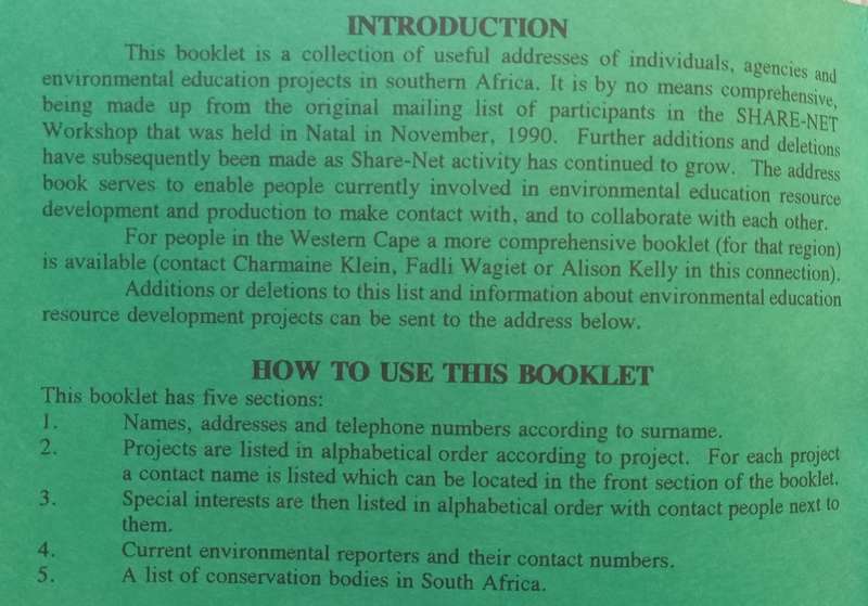 Share-Net Address List, July 1995: People, Places and Publications for Environmental Education