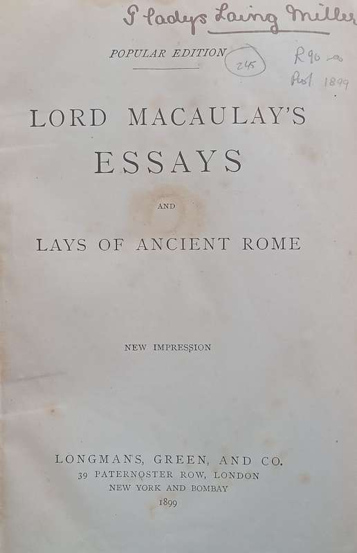 Essays and Lays of Ancient Rome (Published 1899) | Lord Macaulay